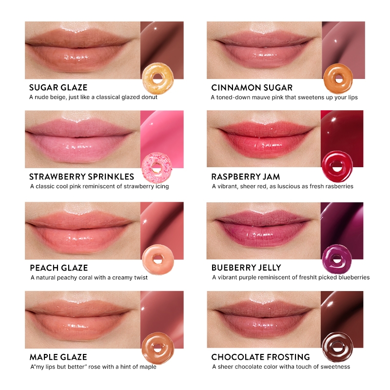 LANEIGE Glaze Craze Tinted Lip Serum 8 shades lip swatches, Peach Glaze natural peachy coral