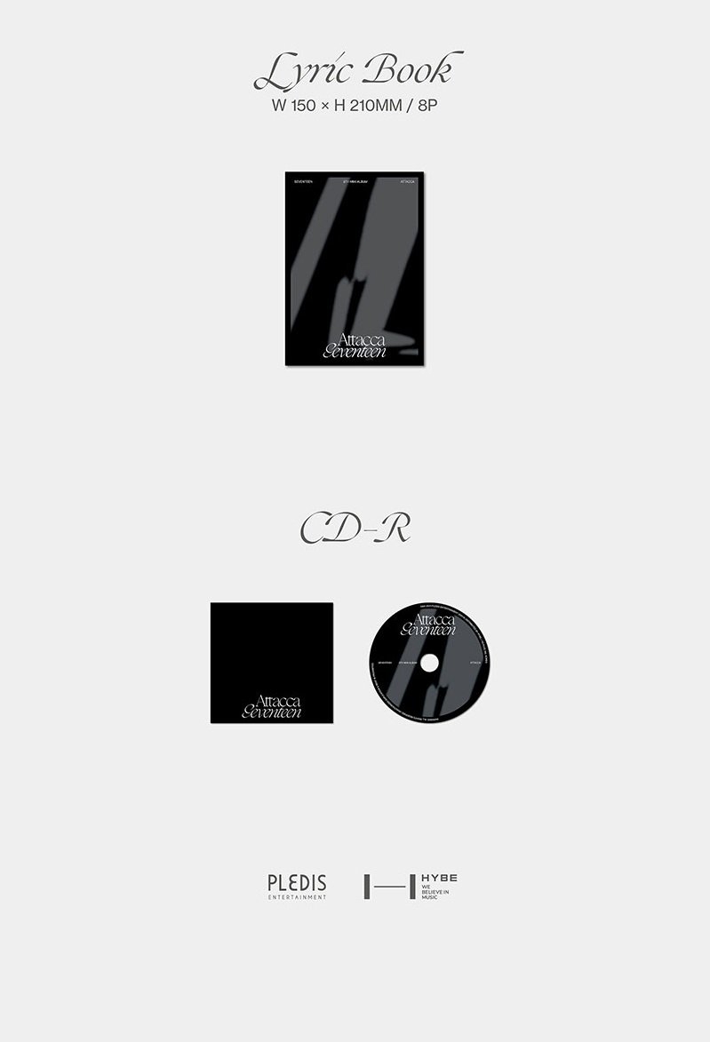 SEVENTEEN 9th Mini Album Attacca CARAT Ver. lyric book and CD-R contents