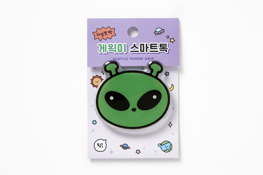Artbox Gwaeki Tok Charm green alien acrylic phone grip package front