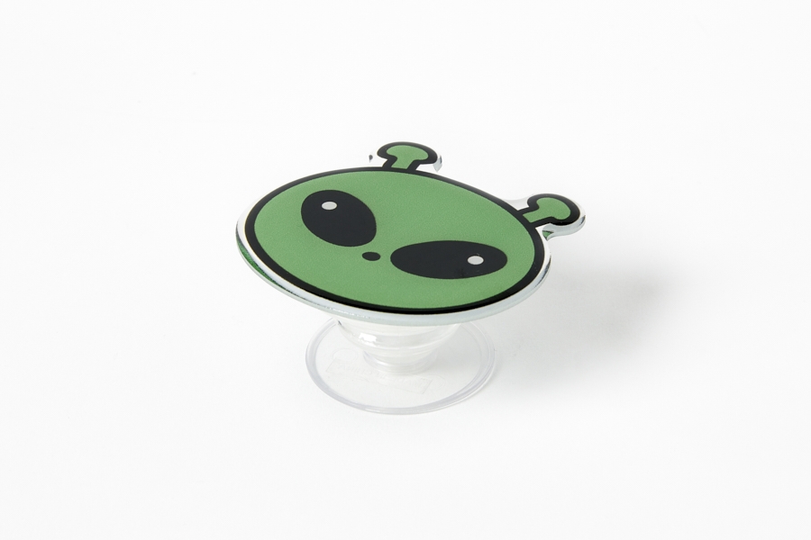 Artbox Gwaeki Tok Charm acrylic phone grip expanded stand side view