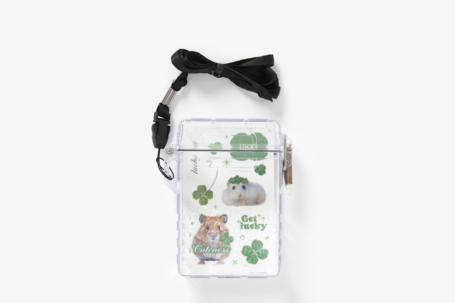 Artbox Photocard Case & Hamster Sticker Set clear case with lucky clover hamster stickers applied