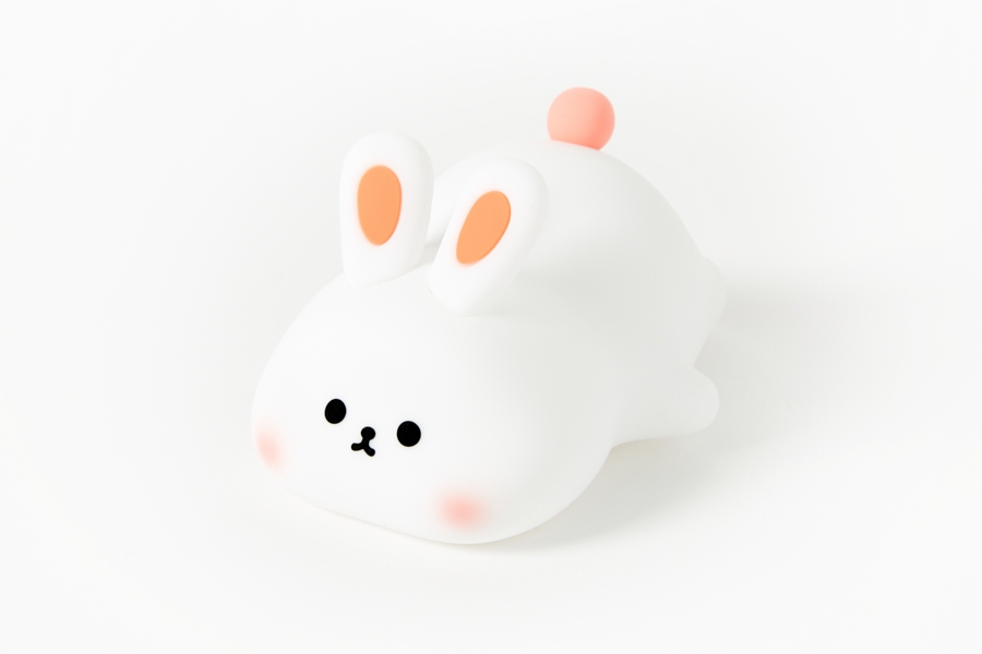 Artbox Soft Rabbit Silicone Mood Light angled view with ears and tail