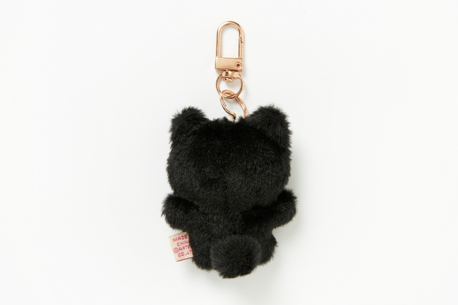 Artbox Twinkle Littles Cat Mini Keyring black plush back view with label