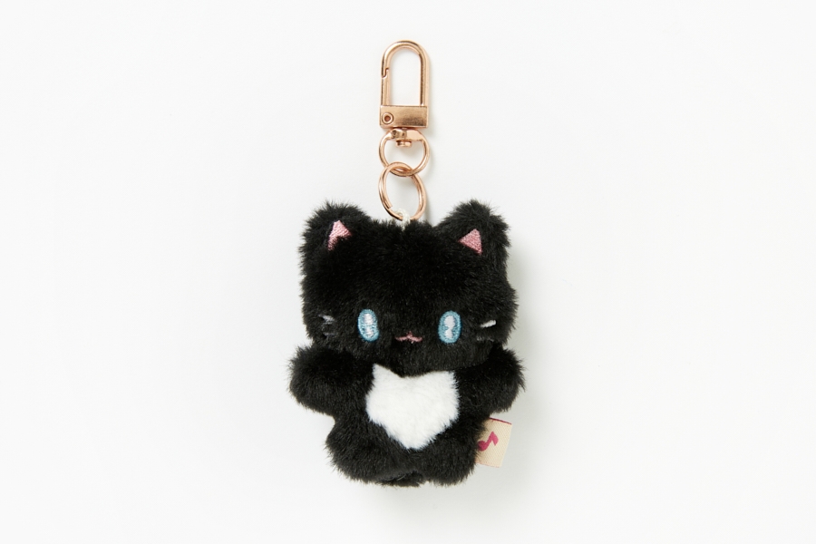 Artbox Twinkle Littles Cat Mini Keyring black plush cat front view