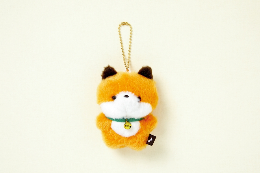 Artbox Bell Fox Mini Keyring orange fox plush with gold bell front view