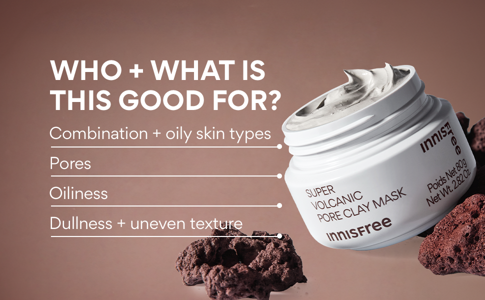 Innisfree Super Volcanic Pore Clay Mask for combination and oily skin, pores, oiliness
