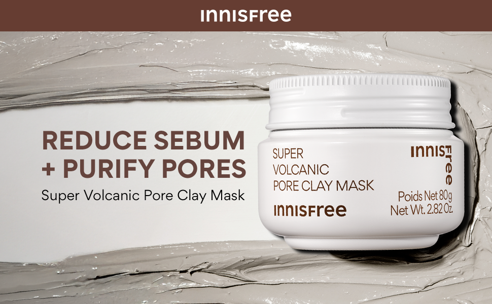 Innisfree Super Volcanic Pore Clay Mask 80g jar, reduce sebum and purify pores