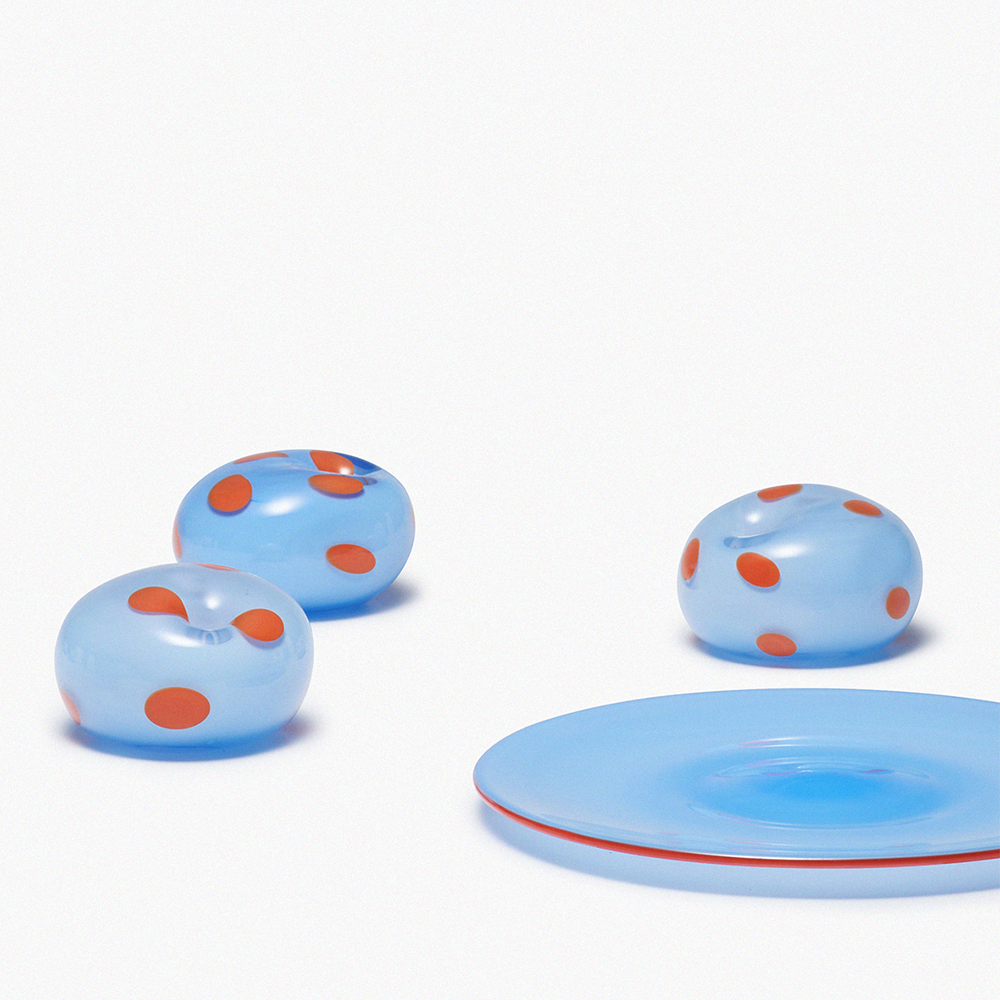 GEMMANI Gemstone Incense Holder Pablo three pieces shown with blue glass plate