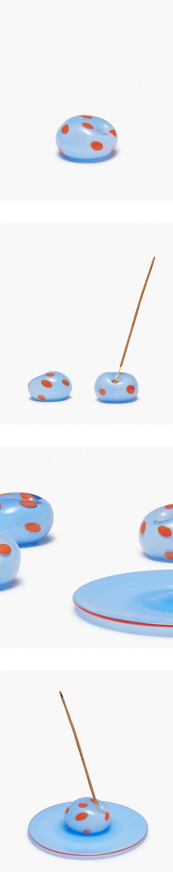 GEMMANI Gemstone Incense Holder Pablo close-up, with incense stick and matching blue plate