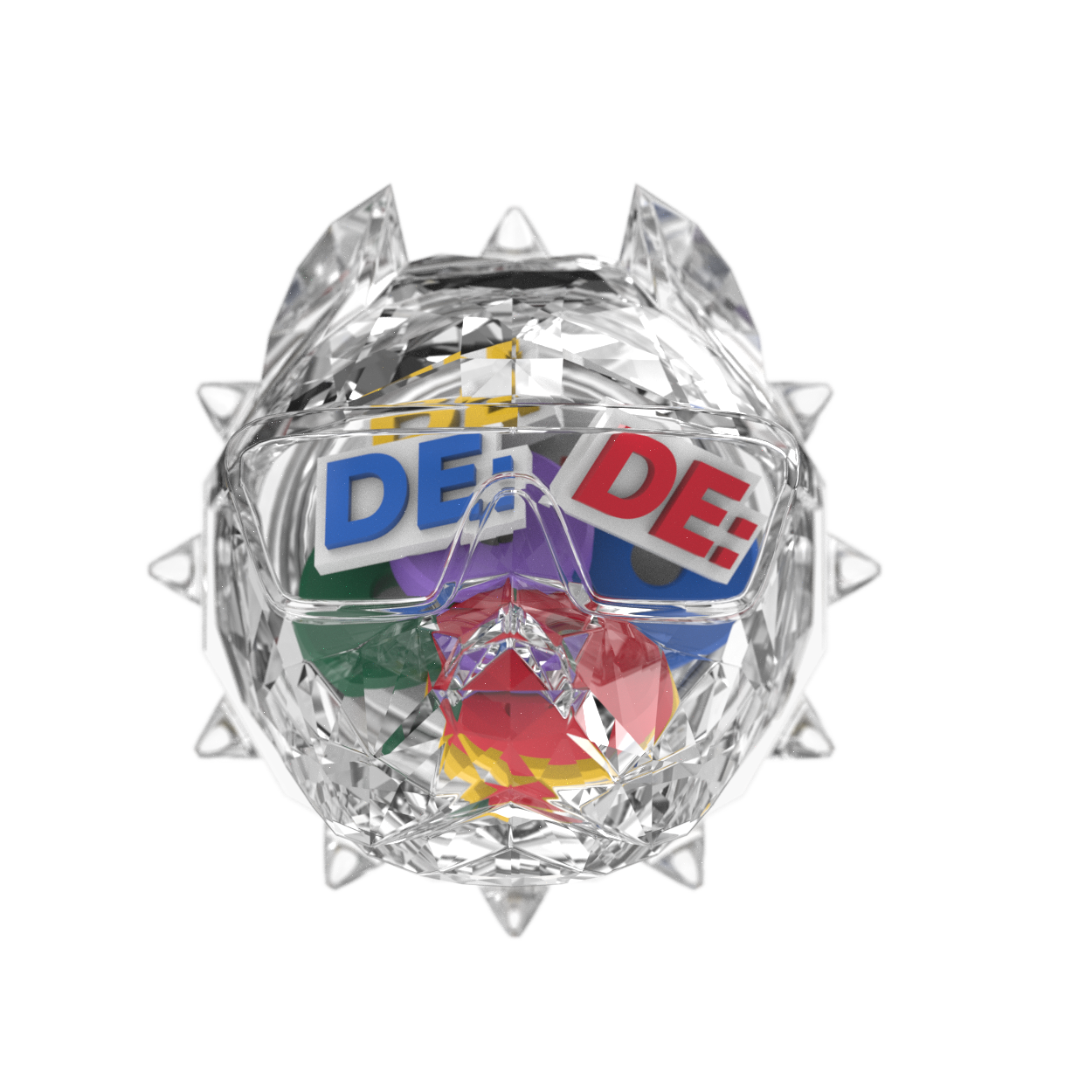 DEPROJECT Naked Dibul Bulldog Car Diffuser clear crystal face with spikes front view