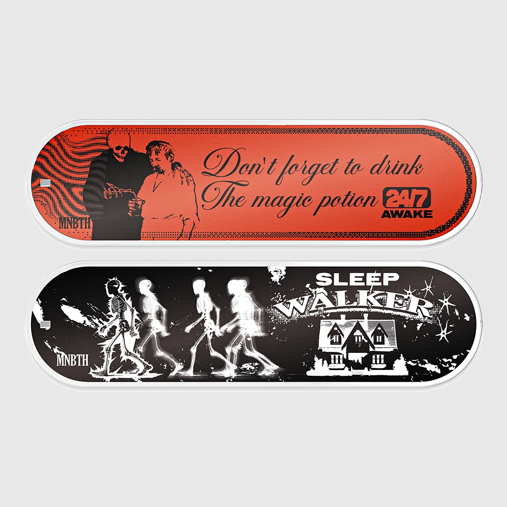 MAINBOOTH Sleepwalker Incense Holder red and black skateboard-deck designs, both sides