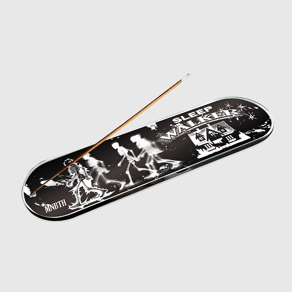 MAINBOOTH Sleepwalker Incense Holder black "SLEEP WALKER" design with incense stick