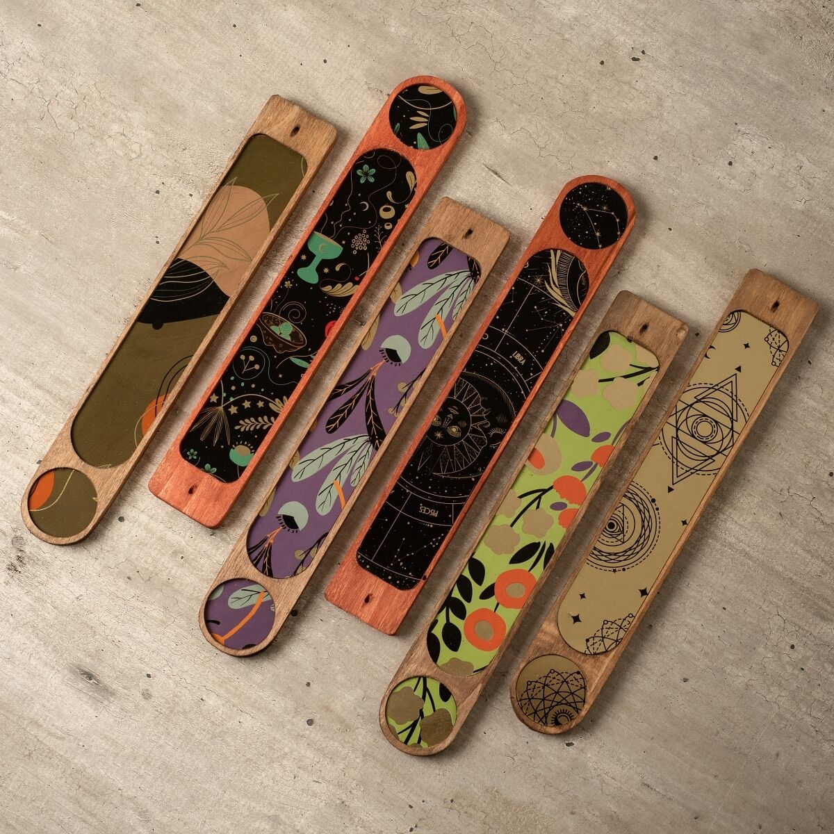 K-Lifestyle STAY POSITIVE Sagrada Madre Wood Incense Holder 6 design lineup