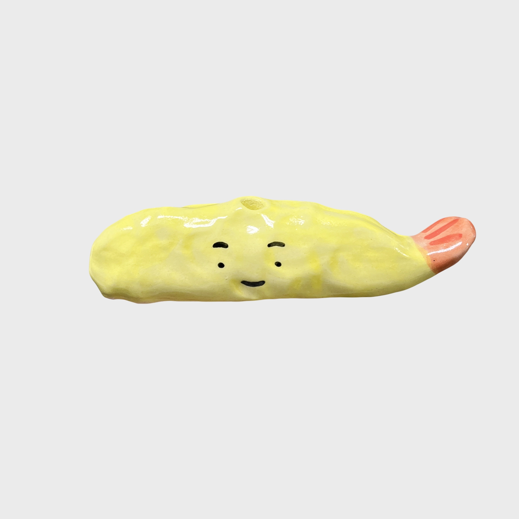 K-Lifestyle STEADINARY Fried Shrimp Incense Holder ceramic front view with incense hole