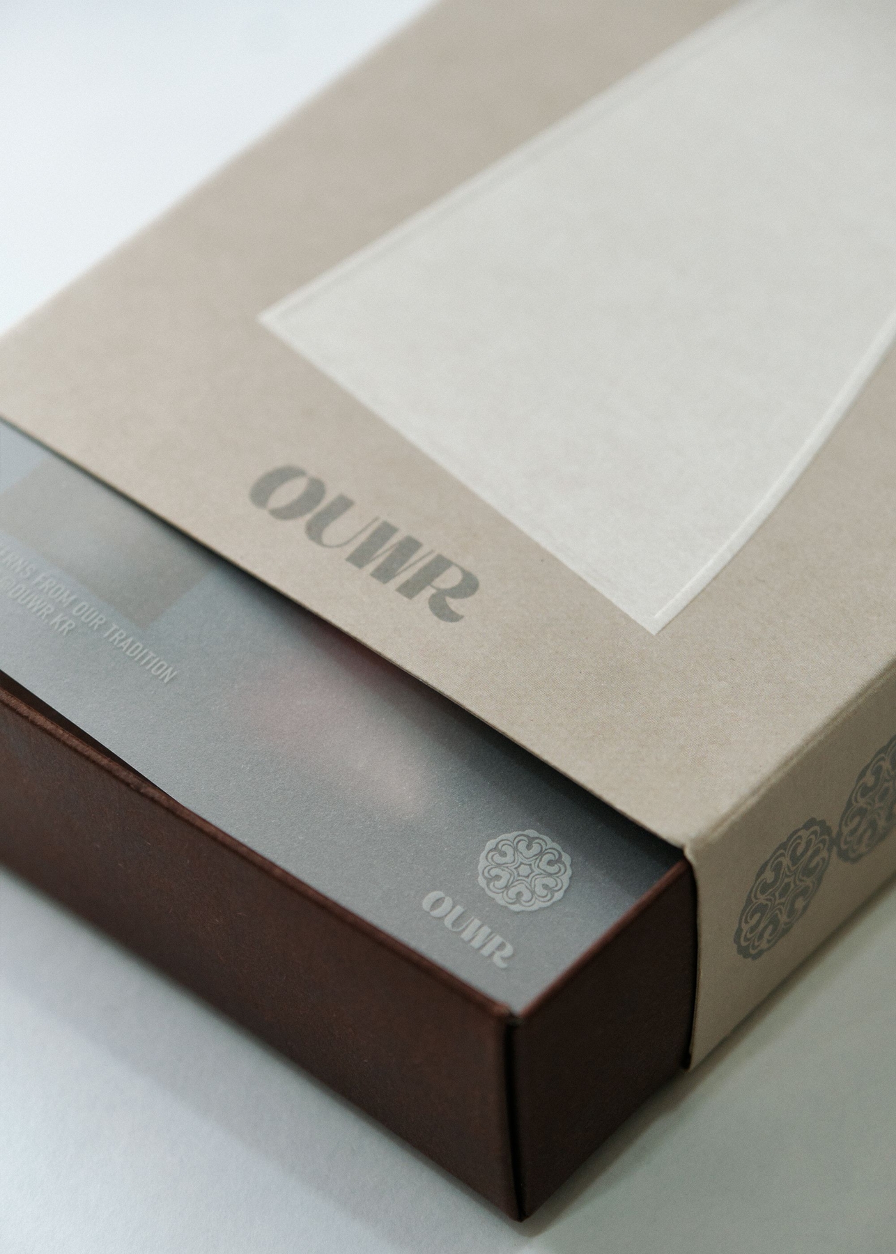 OUWR Hyang Norigae Aroma Oil Set P3-20 sleeve box and insert card, packaging detail