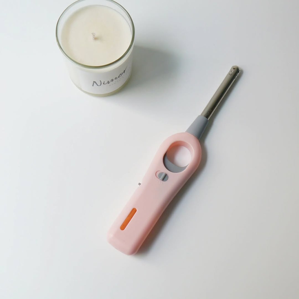 NIMOR Candle Lighter pink long-neck lighter with metal tip, full product view