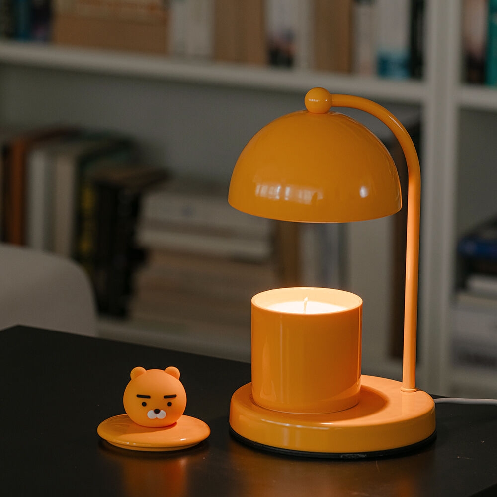 K-Lifestyle Kakao Friends Daily Candle Warmer Ryan orange with candle inside and figure lid