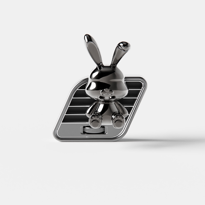 TIGER DASSLER British Bunny Black Silver car vent air freshener, vent clip view