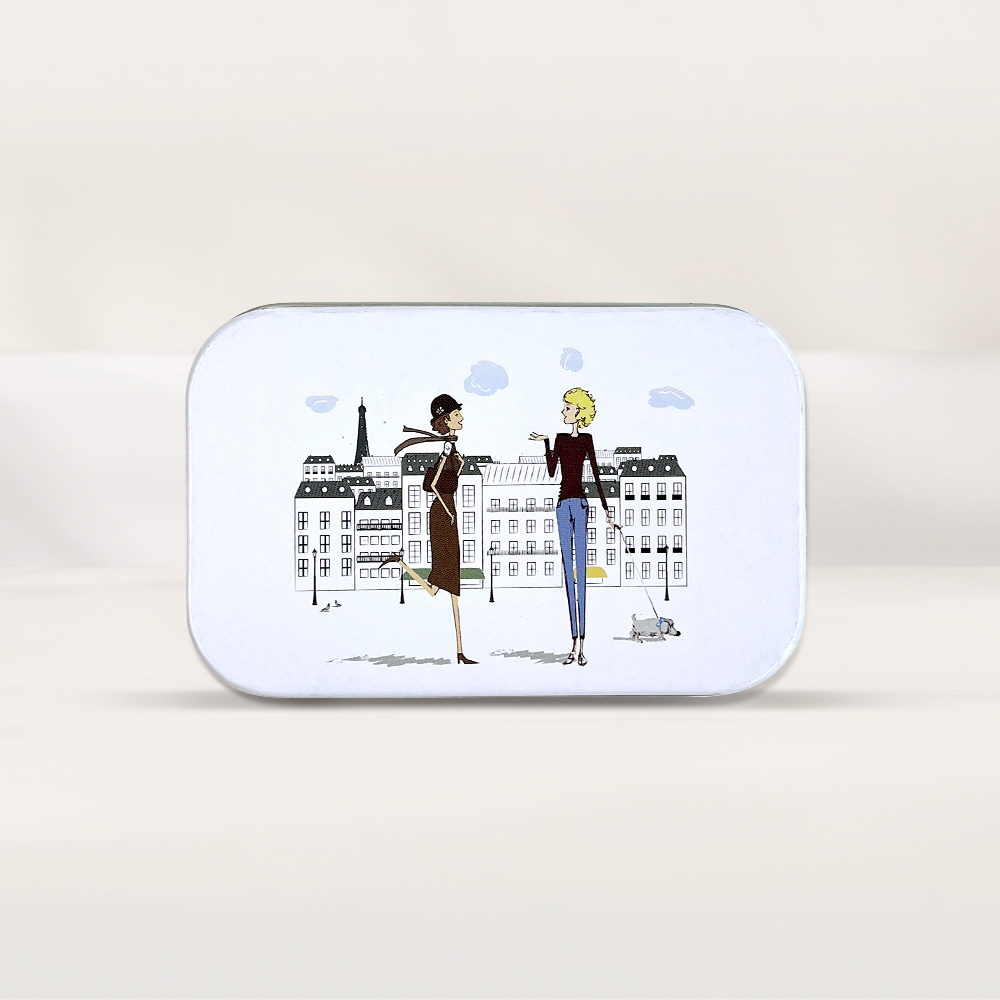 AROMACO Papier d'Armenie Paper Incense tin case white Paris buildings design lid