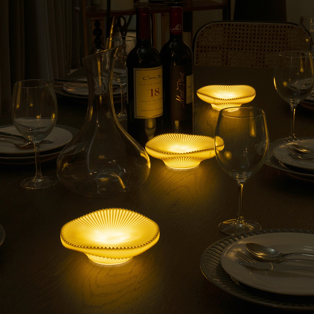 WOOSM Ceramic Mood Light Incense Holder pleated glowing lamps as dining table centerpiece