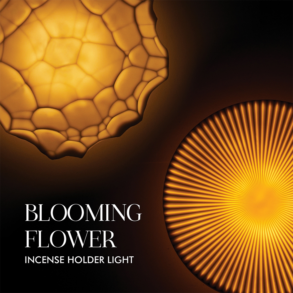 WOOSM Blooming Flower Incense Holder Light petal and pleated texture close-up