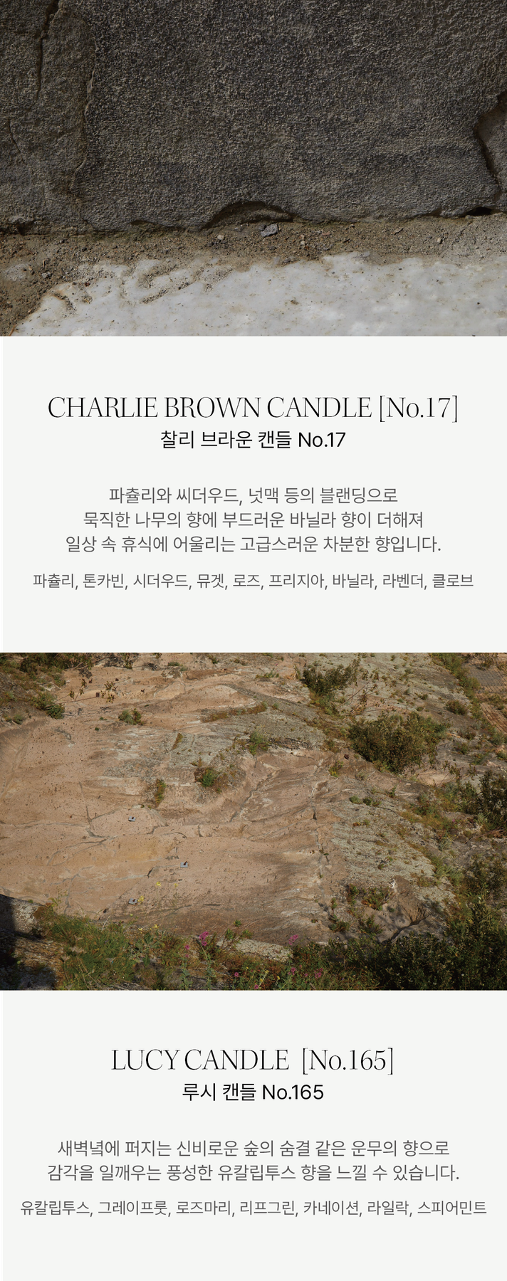 CONTEDETULEAR Charlie Brown Candle No.17 and Lucy Candle No.165 fragrance notes