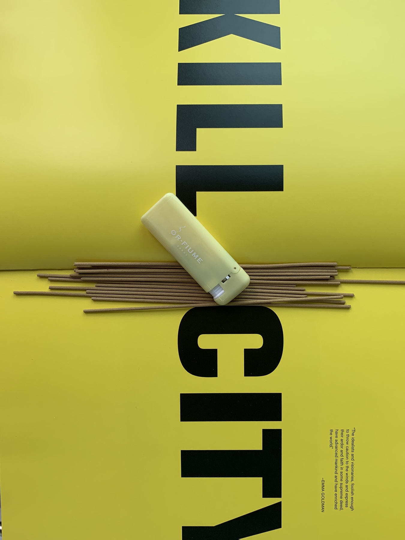 OR-FIUME SEOUL Incense Lighter Mini yellow on incense sticks