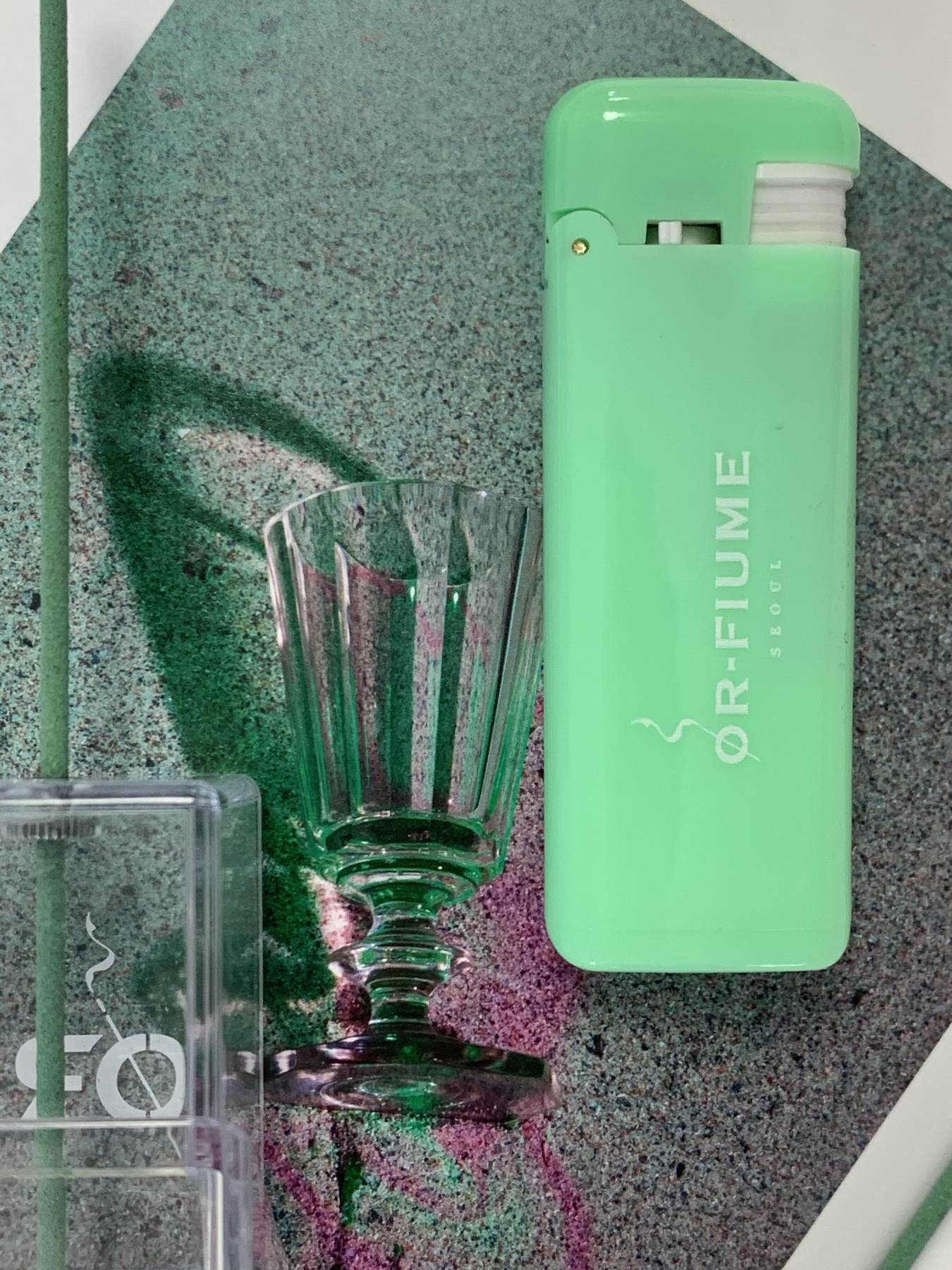 OR-FIUME SEOUL Incense Lighter Mini green with green incense sticks and case