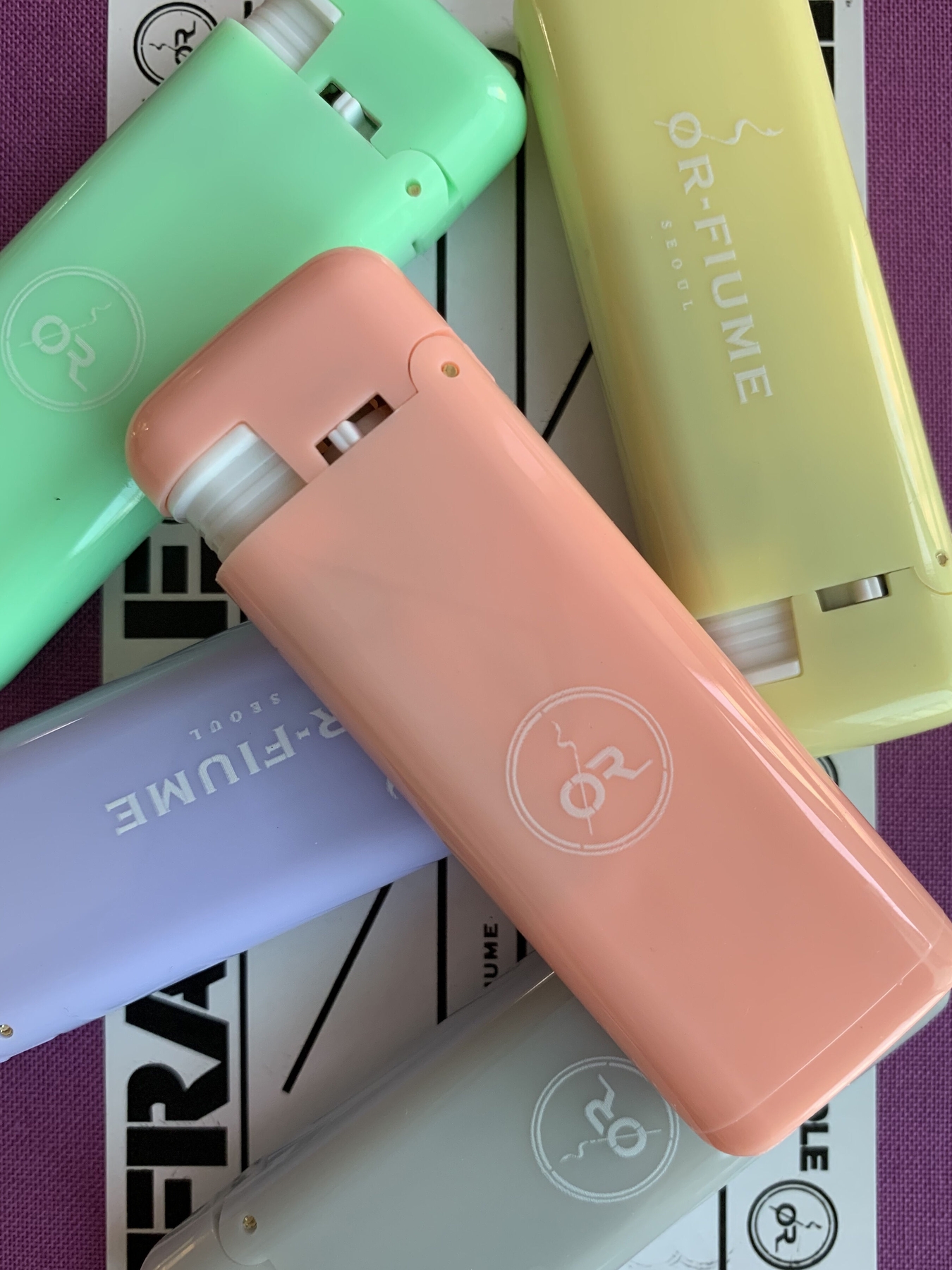 OR-FIUME SEOUL Incense Lighter Mini pastel colors with OR emblem logo