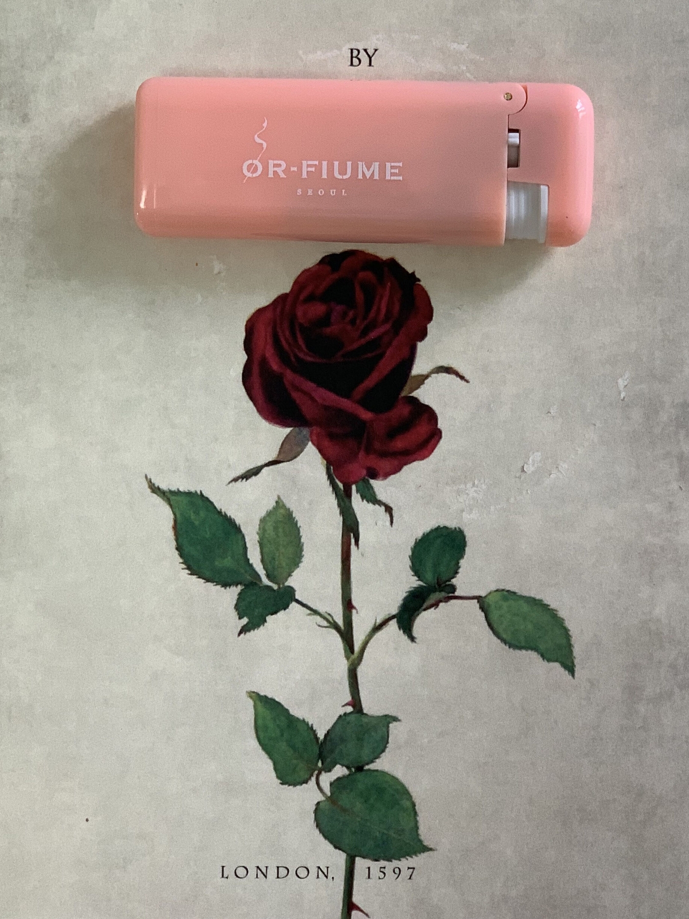 OR-FIUME SEOUL Incense Lighter Mini pink front logo view
