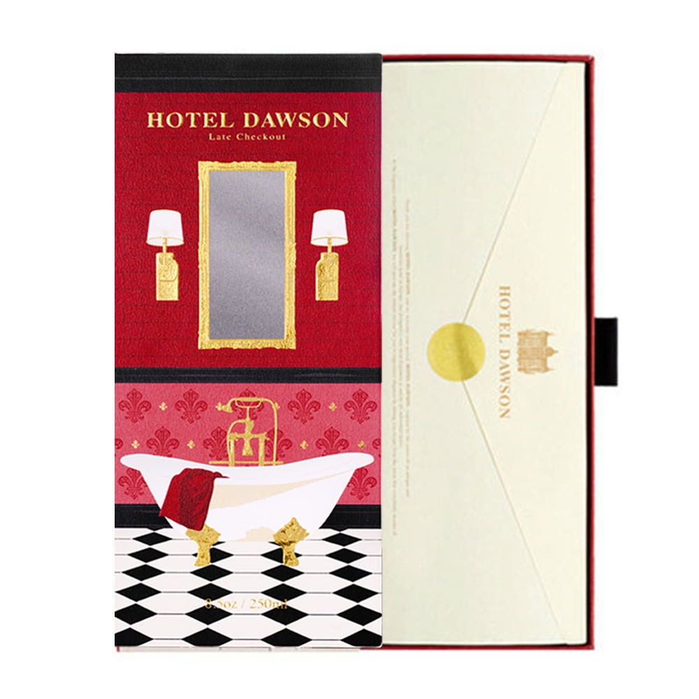 HOTEL DAWSON Late Checkout Diffuser 250ml gift box opened with envelope
