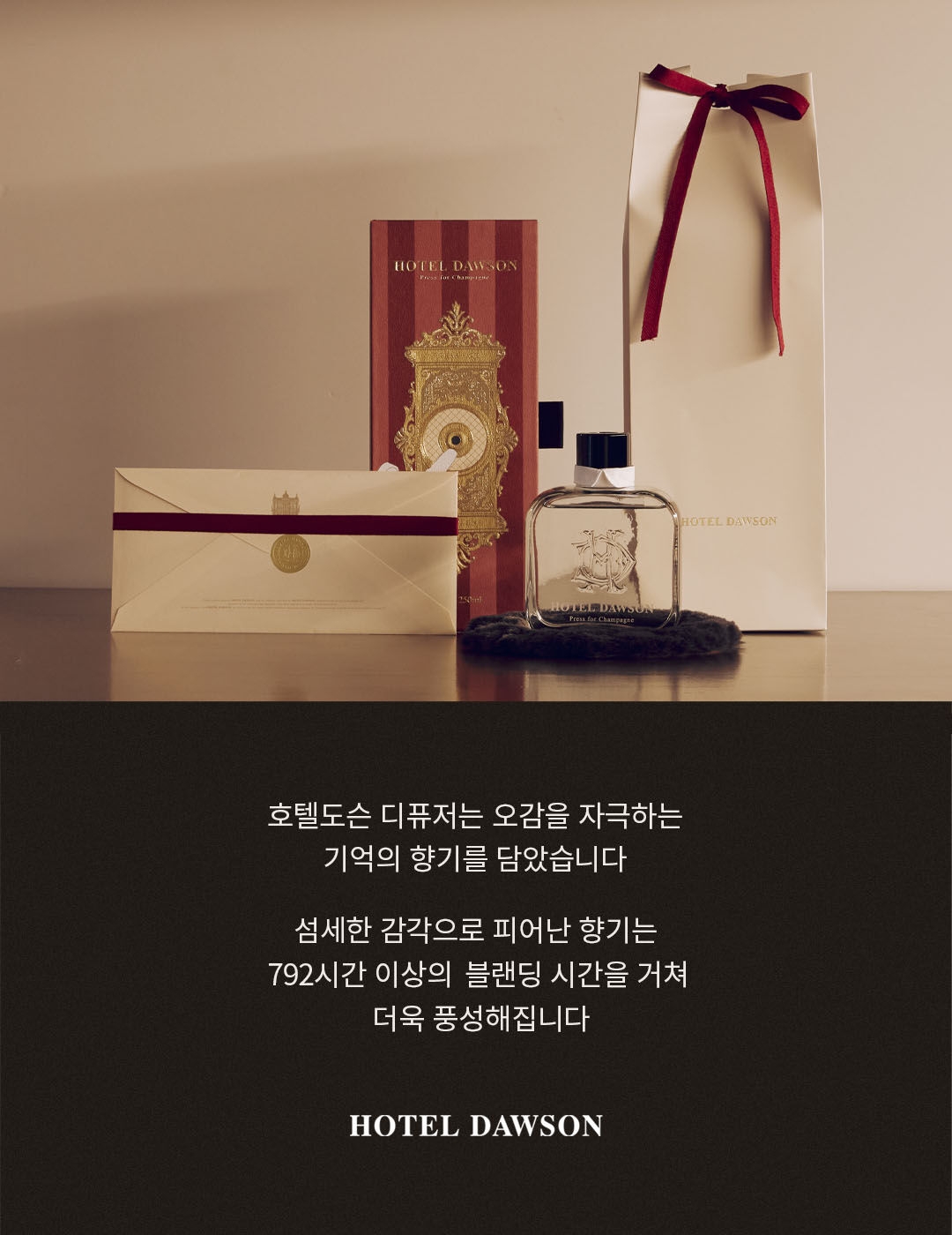HOTEL DAWSON Diffuser gift packaging with envelope and shopping bag, 792-hour blending
