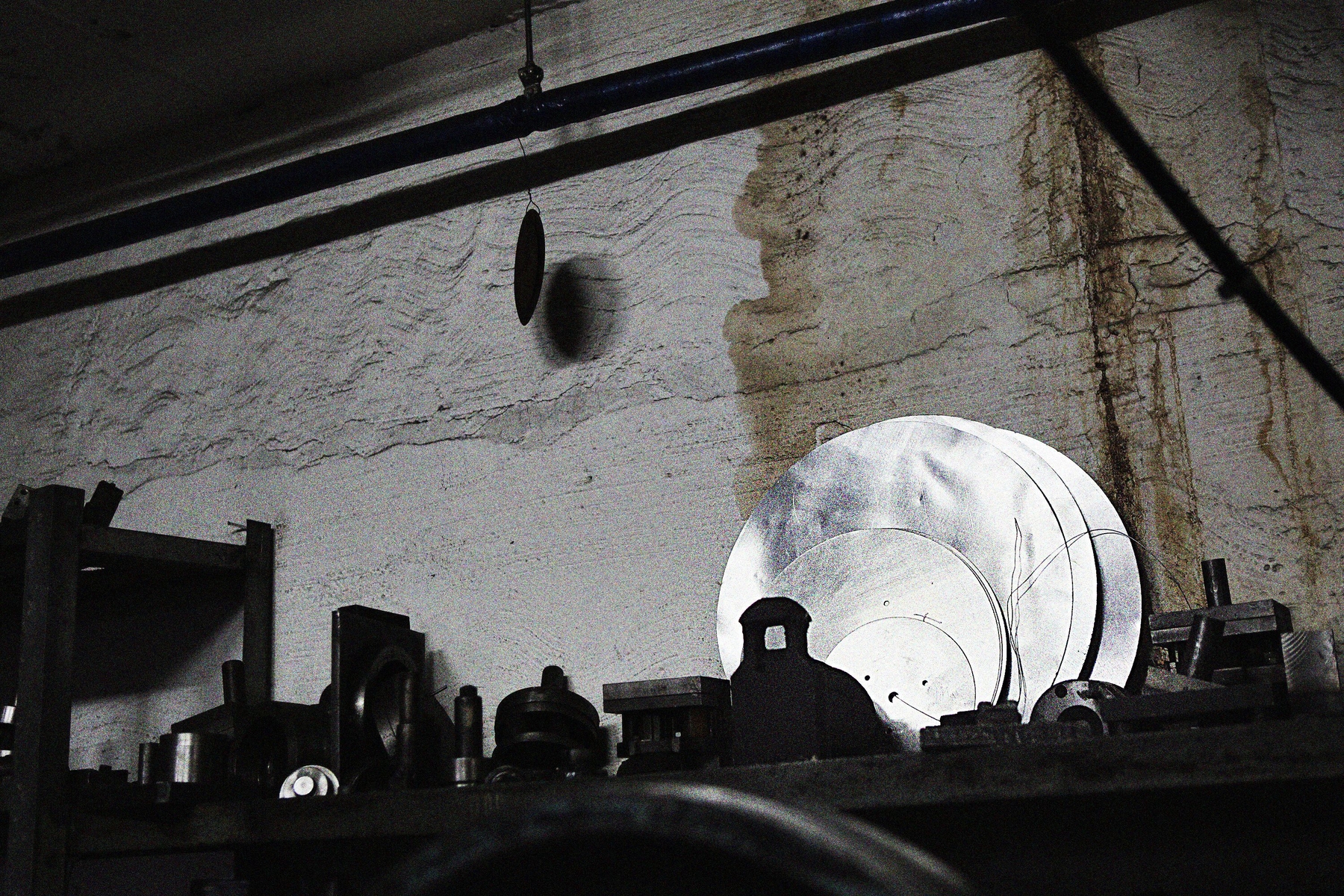 FE26 Incense Burner metal fabrication workshop, cut aluminium discs
