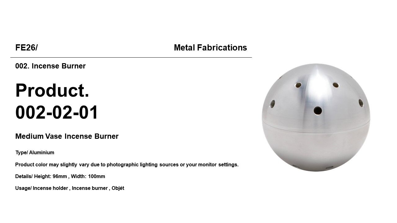 K-Lifestyle FE26 Incense Burner Medium Vase 002-02-01 specs, aluminium 96x100mm