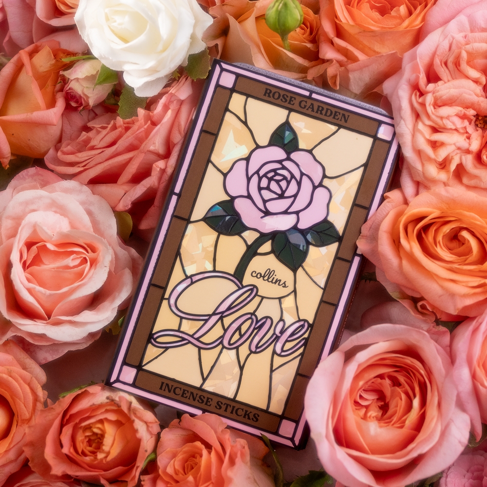 COLLINS LOVE EDITION Rose Garden Incense Sticks stained-glass rose box front