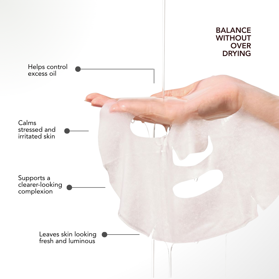 LA RUNA Clarifying Bio-Cellulose Face Mask sheet with serum, oil control and calming benefits