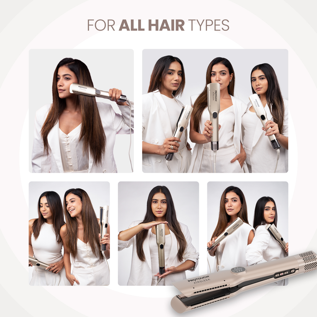 Protouch Air Sleek Hair Straightener for all hair types, shown on several models