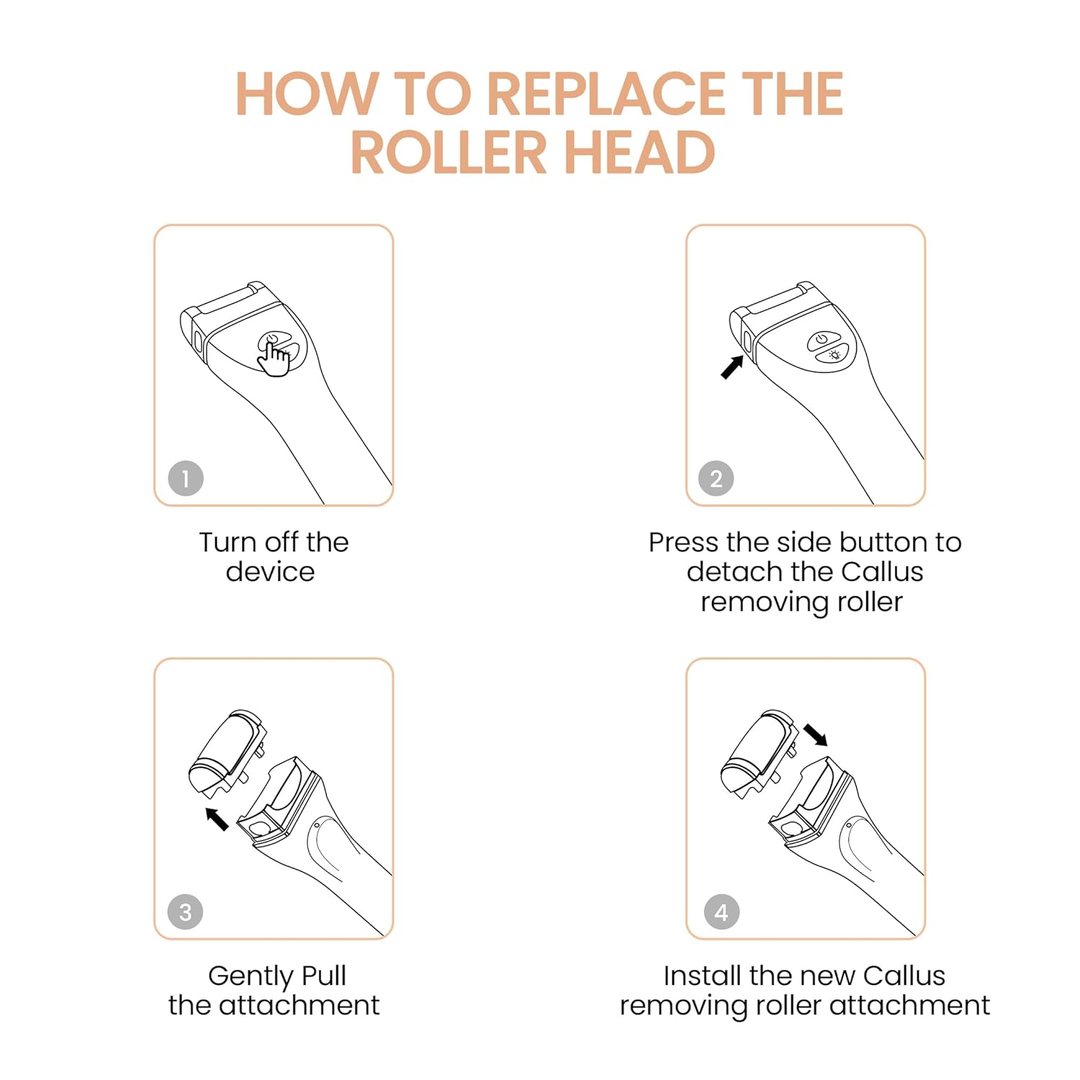 Protouch Bliss Callus Remover how to replace roller head steps