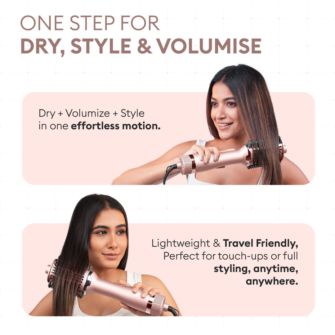 Protouch Born To Shine 2-in-1 Styling Blow Brush dry, style and volumise, travel friendly