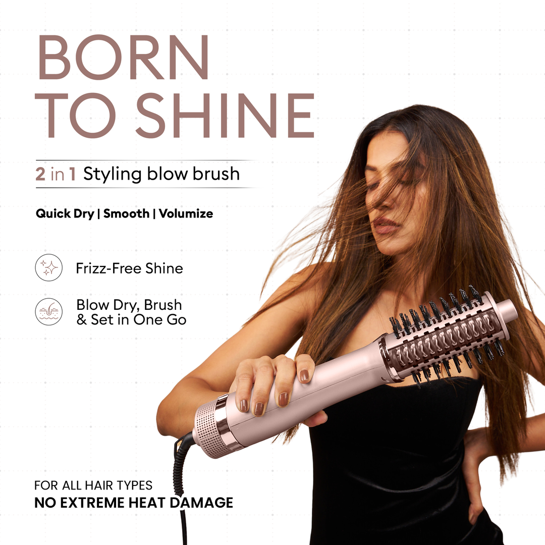 Protouch Born To Shine 2-in-1 Styling Blow Brush quick dry smooth volumize benefits