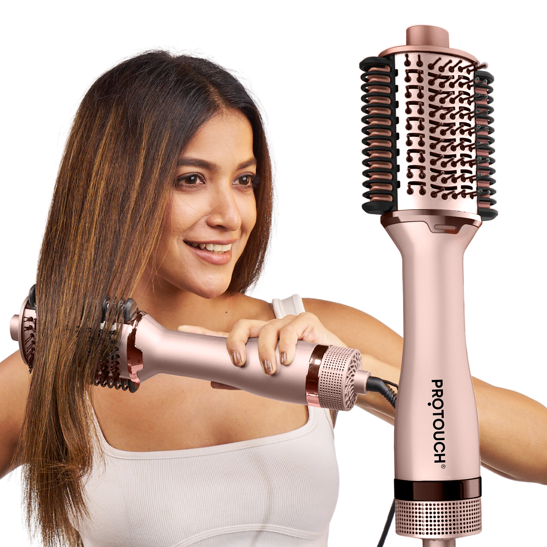 Protouch Born To Shine 2-in-1 Styling Blow Brush used on straight hair