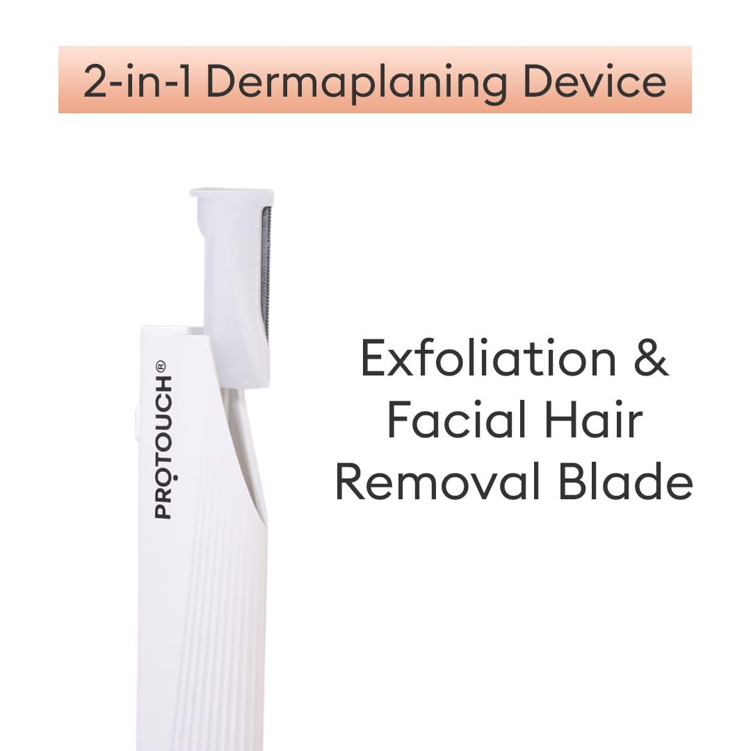 Protouch 2-in-1 Dermaplaning Device exfoliation and facial hair removal blade close-up