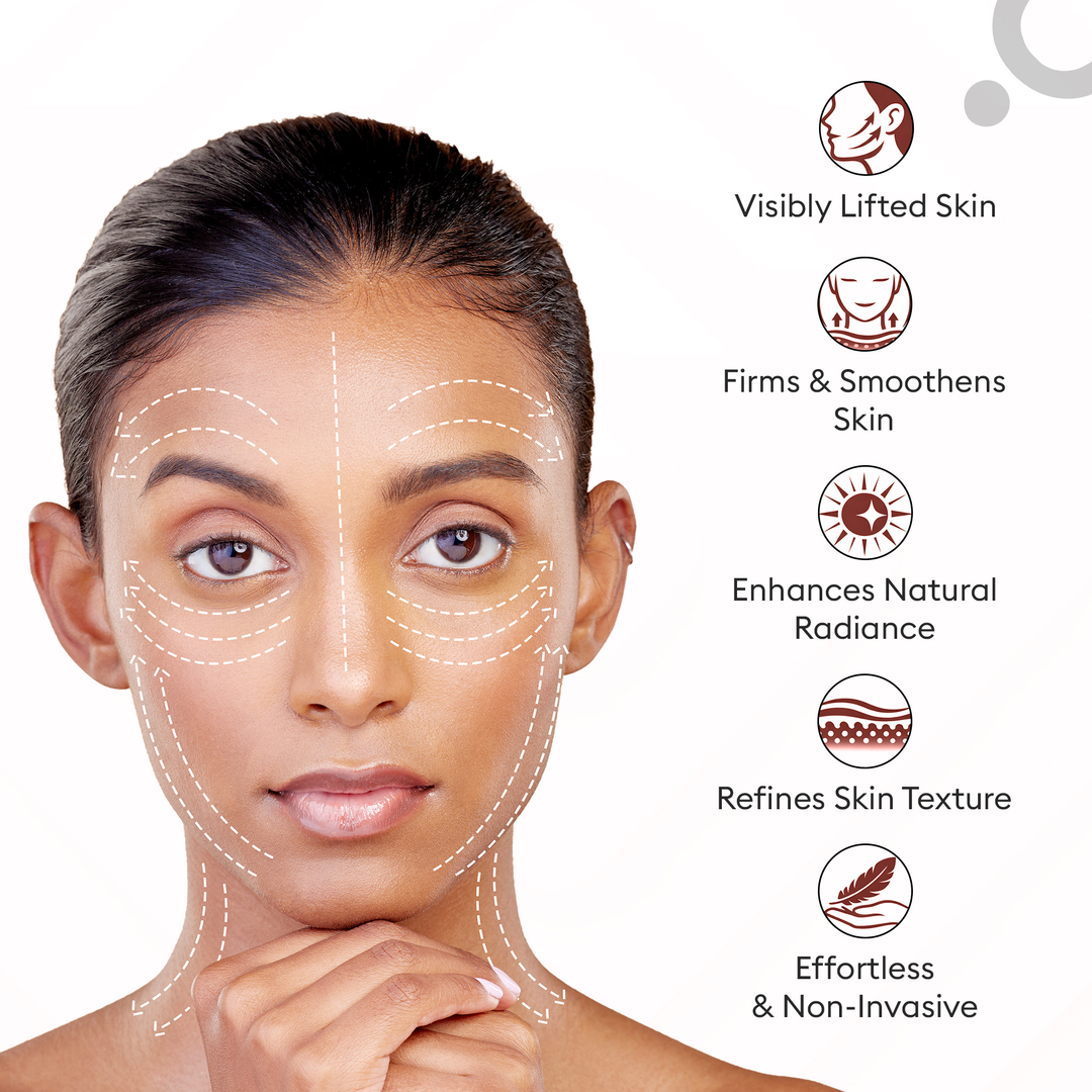 Protouch Glow Pro Microcurrent Facial Toning Device BLUSH face massage direction and skin benefits
