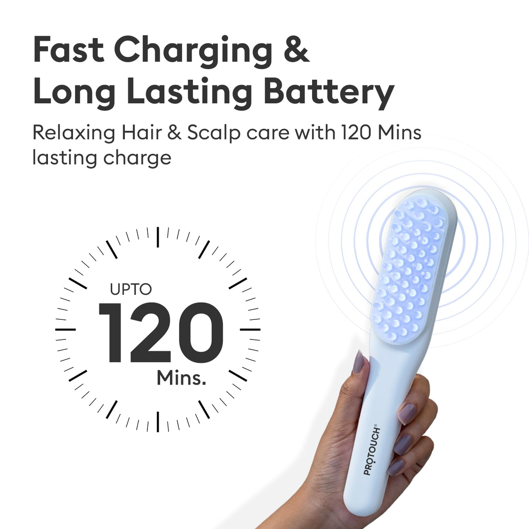 Protouch LED Hair Growth Therapy Comb fast charging battery, up to 120 minutes of use