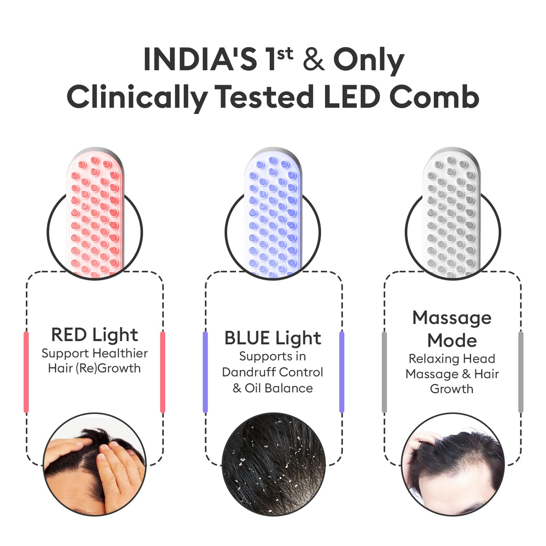 Protouch LED Hair Growth Therapy Comb red light, blue light and massage mode functions