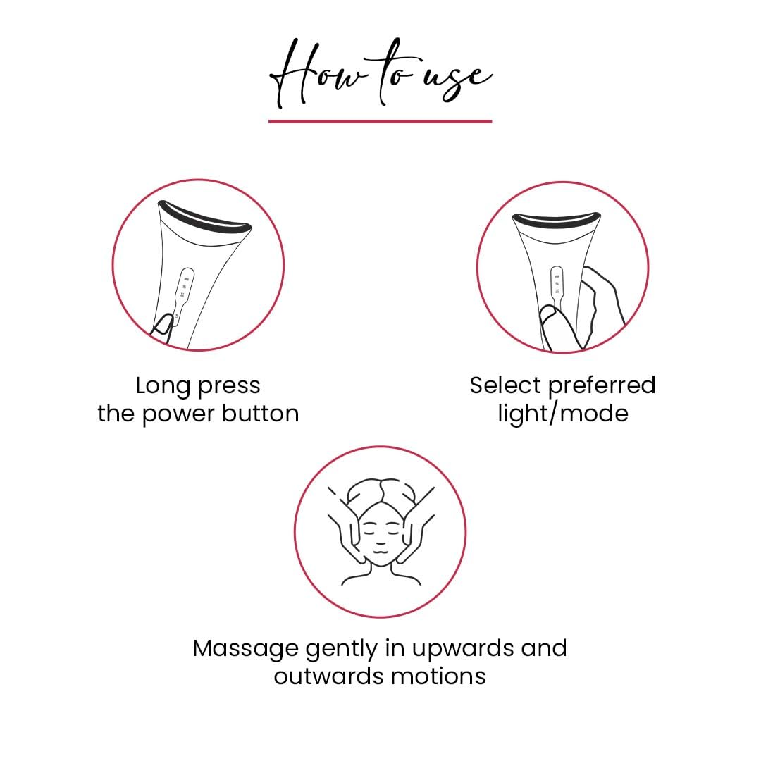 Protouch Skin Lift Device Plus how to use, power button, light mode selection, upward massage