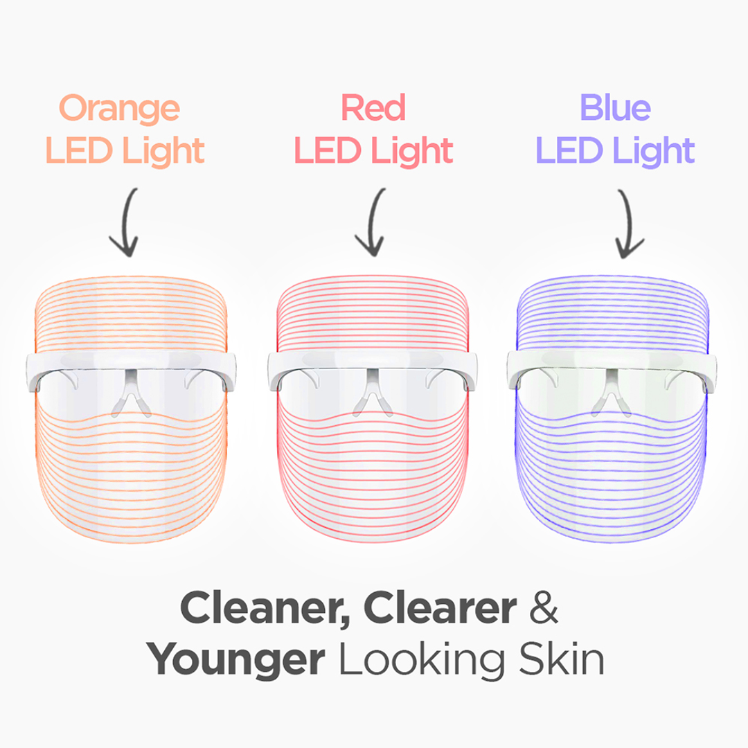 Protouch 3 in 1 LED Face Mask orange, red and blue LED light modes