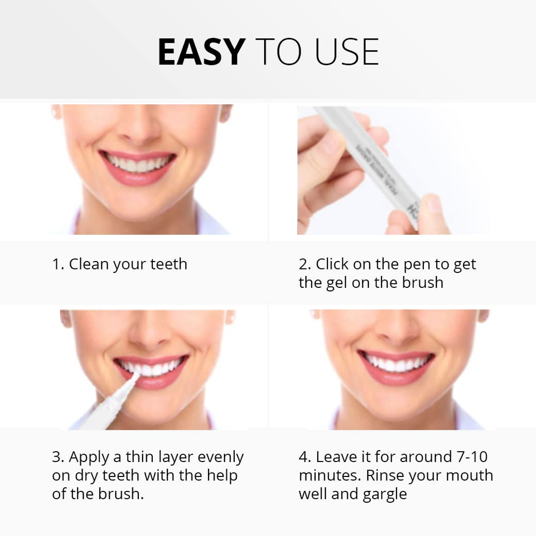 Protouch Pearl White Drops Teeth Whitening Pen how to use 4 steps