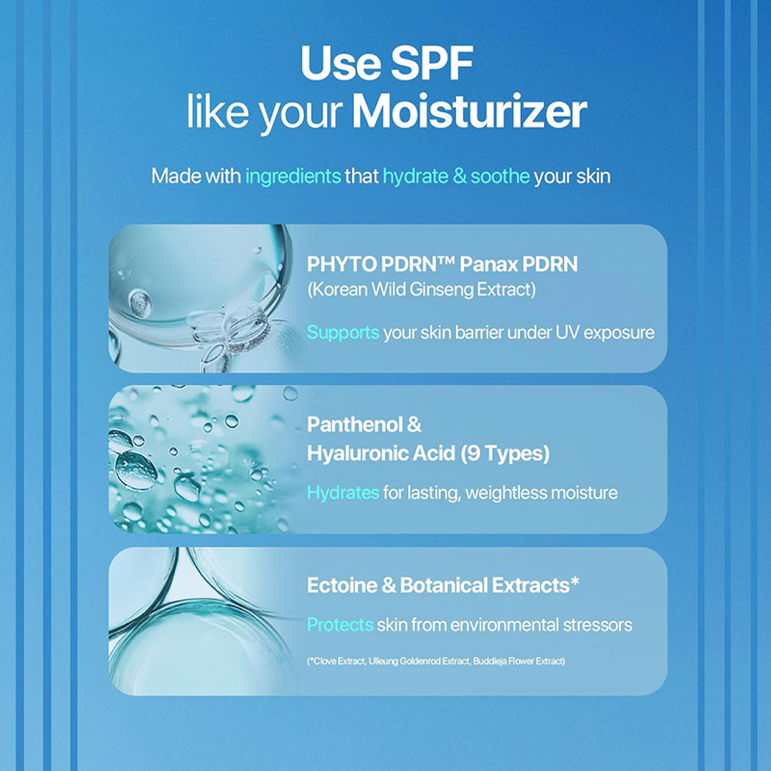 VT PDRN Air Cloud Sunscreen key ingredients PHYTO PDRN Panax PDRN, panthenol, hyaluronic acid, ectoine