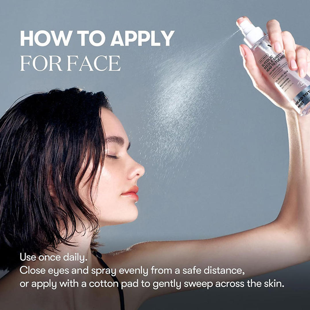 VT 7% Glycolic Acid Reedle Shot Head to Toe Mist how to use on face